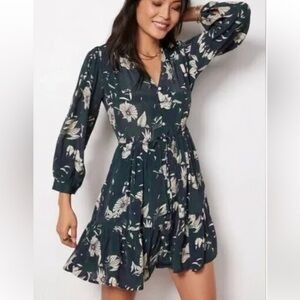 Trovata Birds Of Paradis Yulia Shirt Dress M Green Floral